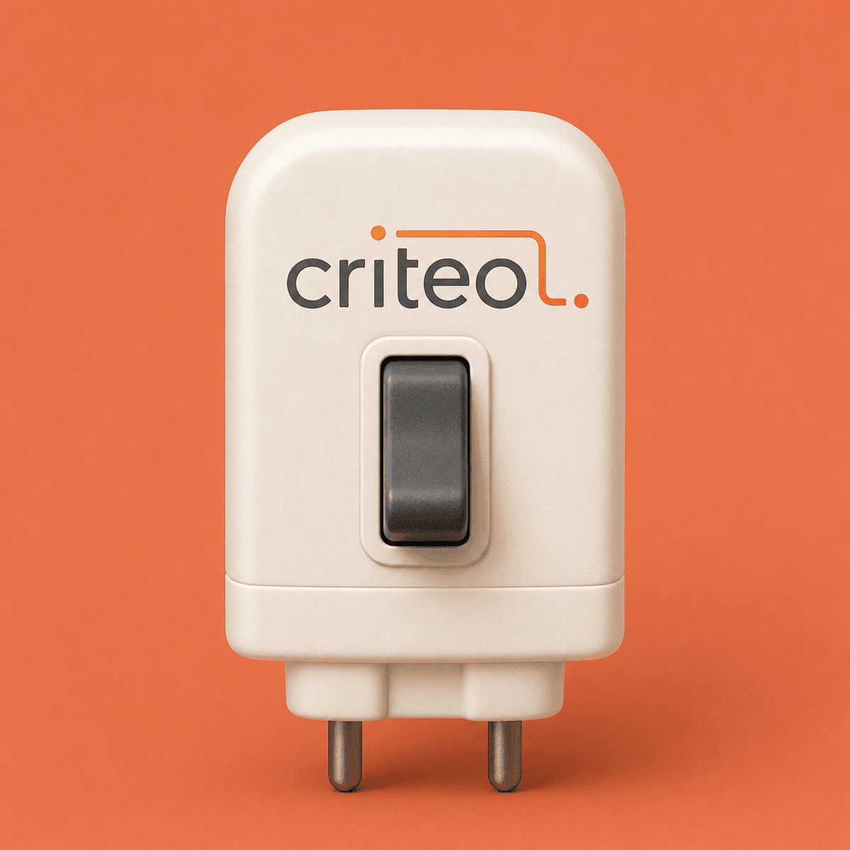 Neuro blog thumbnail depicting the Criteo integration as a 3D adapter with the Criteo logo and a toggle switch